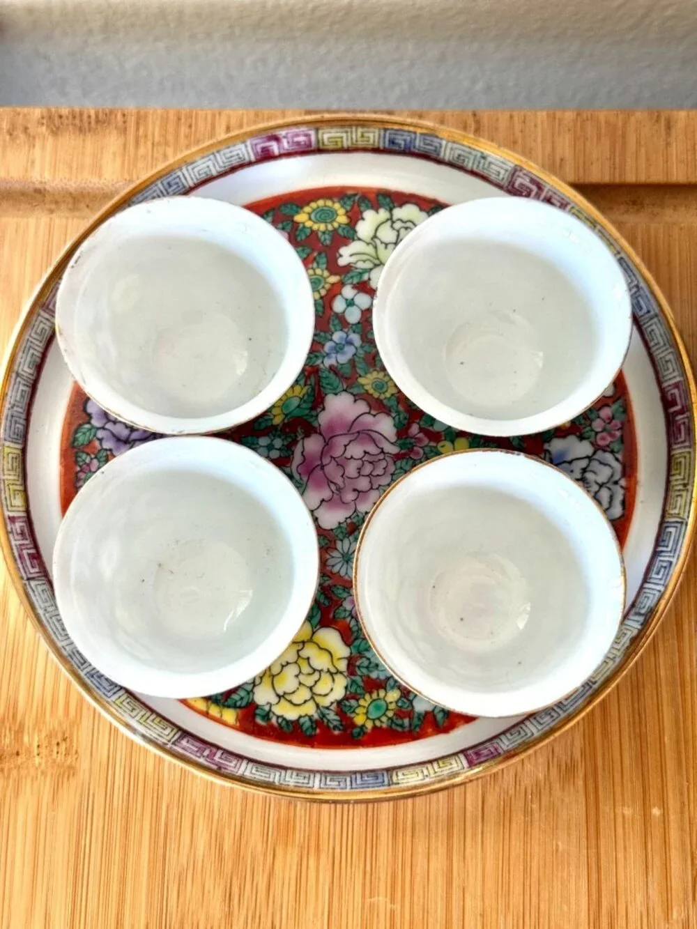 Vintage Early Century Chinese Porcelain Miniature Tea Set In Mille Fleur Floral